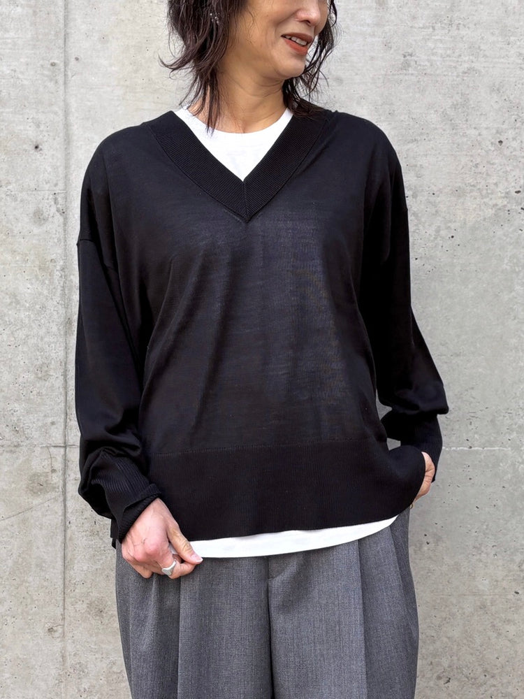 CINOH / SILK KNIT V/N PO / BLACK / E-50-048