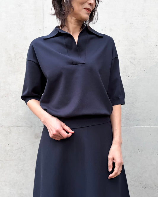 MADISONBLUE / SKIPPER HALF SLEEVE KNIT / NAVY / MB261-8006
