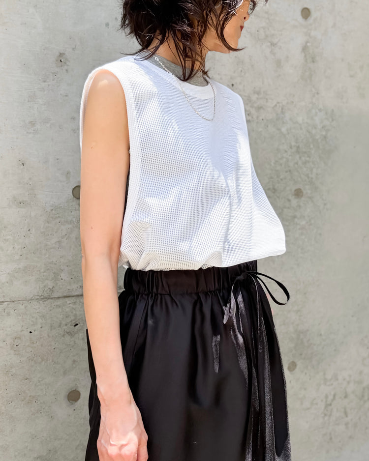 08sircus / Sheer waffle sleeveless top / white / S26SS-CS07