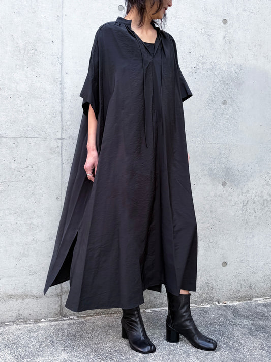 08sircus / Modal silk gather neck dress / black / S26SS-DR03