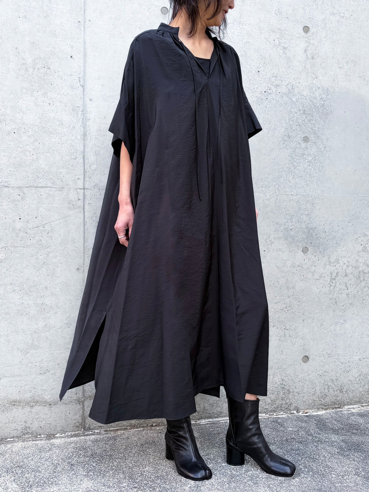 08sircus / Modal silk gather neck dress / black / S26SS-DR03