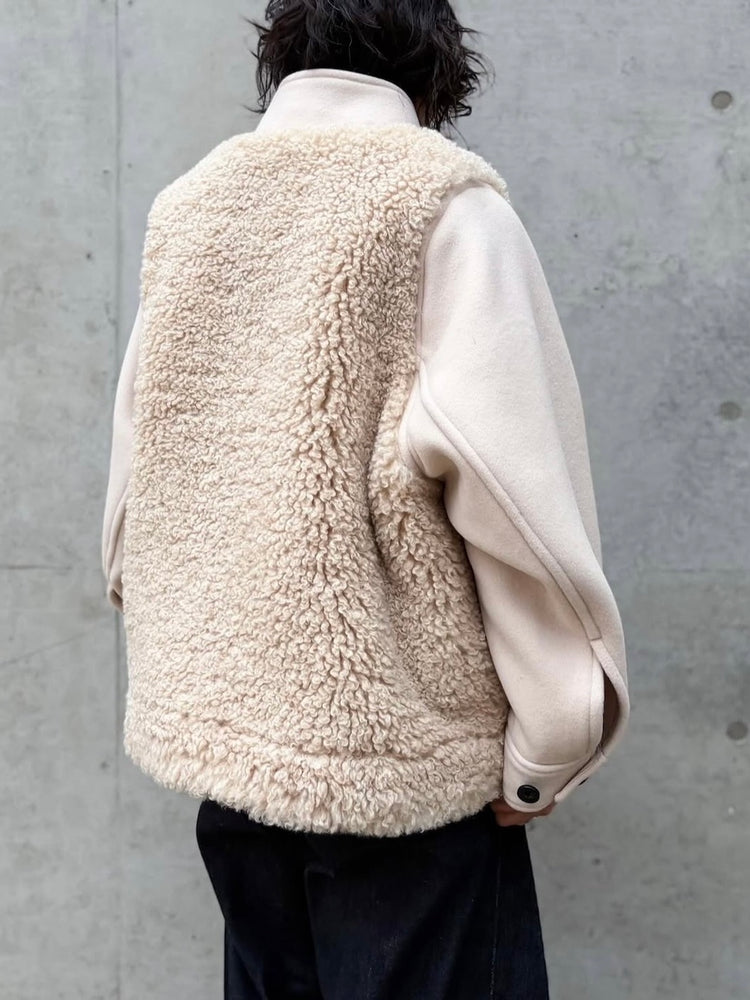 HYKE / DOUBLE FACE FAUX SHEARLING DUFFEL JACKET / CREAM / 17549