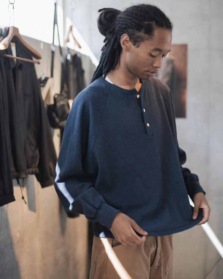 refomed / WASTE HENRY NECK TEE / NAVY / RECU-035