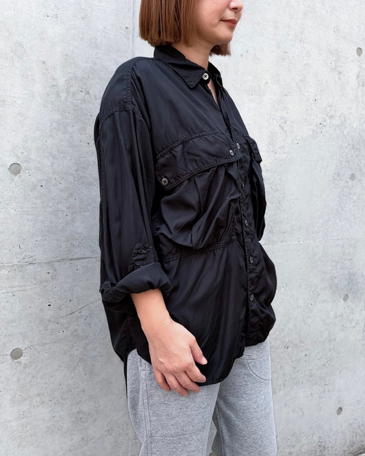 KATHARINE HAMNETT / PARACHUTE LONG TAIL SHIRT / BLACK / TKH-S90