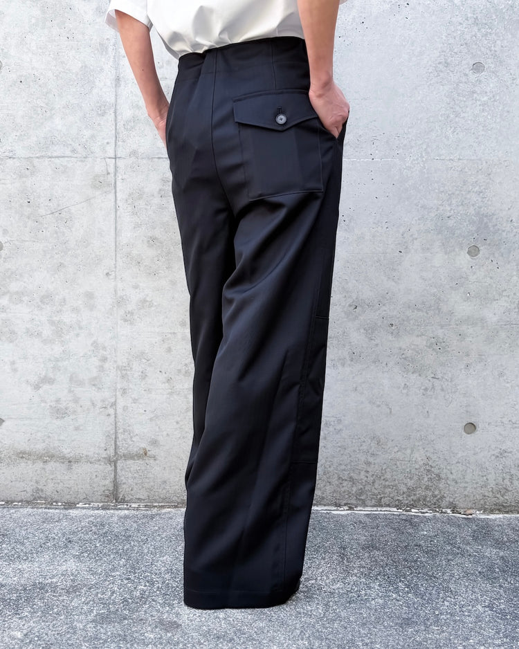 AURALEE / WOOL HERRINGBONE CARGO PANTS / BLACK / A26SP05CH