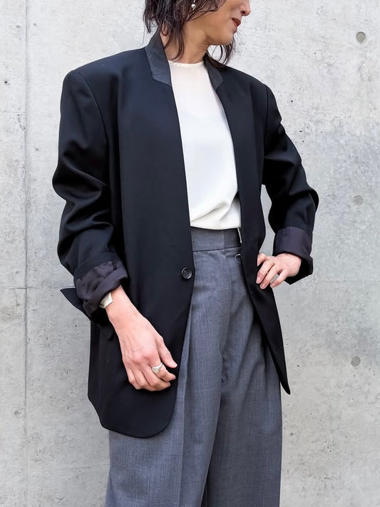 CINOH / NO COLLAR JACKET / BLACK / E21-301