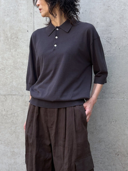 GALERIE VIE / クレープコットン ポロカラープルオーバー / C.GRAY / 23026102206