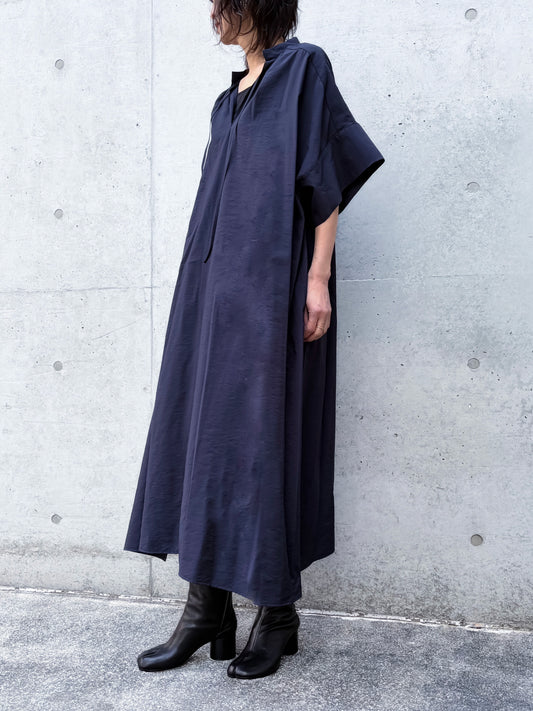 08sircus / Modal silk gather neck dress / navy / S26SS-DR03