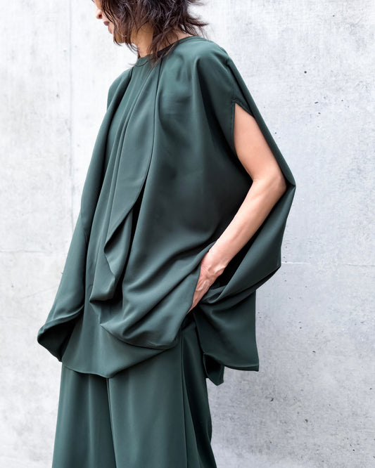 ENFÖLD / EGG DRAPE PULLOVER / D.GREEN / 300JA730-0821