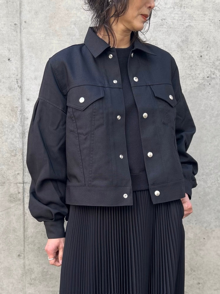 HYKE / OXFORD BALLOON SLEEVE JACKET TYPE3 REGULAR FIT / BLACK / 17570