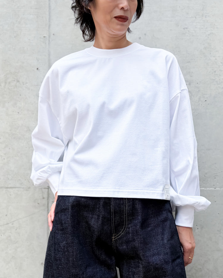 HYKE / CROPPED LONG-SLV TEE BIG FIT(6.5oz) / WHITE / 12454