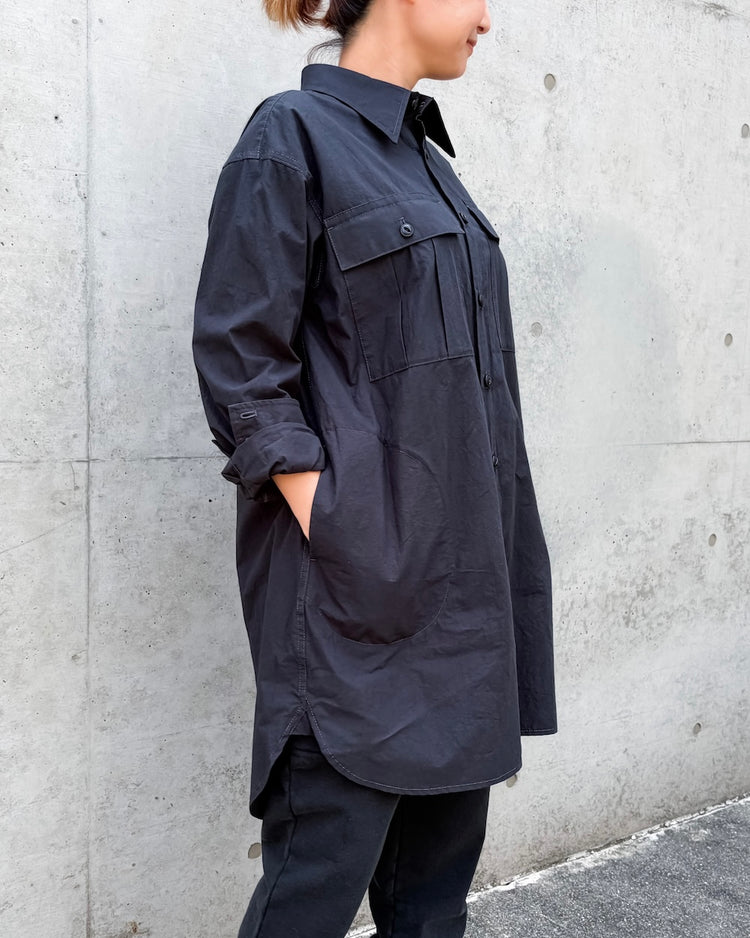 KATHARINE HAMNETT / LONGLENGTH WASHIED OUT SHIRT / NAVY / 26A-TKH-11