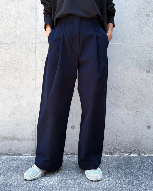 STUDIO NICHOLSON / DORDONI PLEATED PANT / DARK NAVY / SNW1616