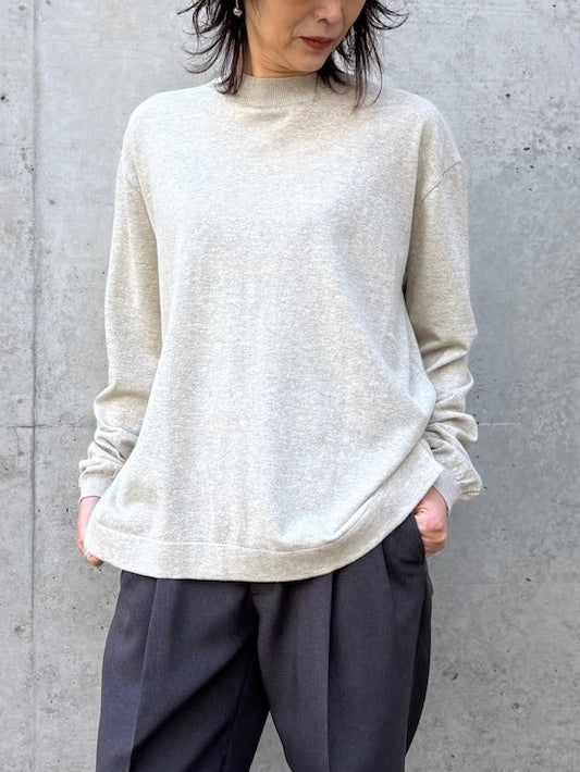 MEYAME / COTTON KNIT LONG SLEEVE TEE / HEATHER GRAY / MEY-2304