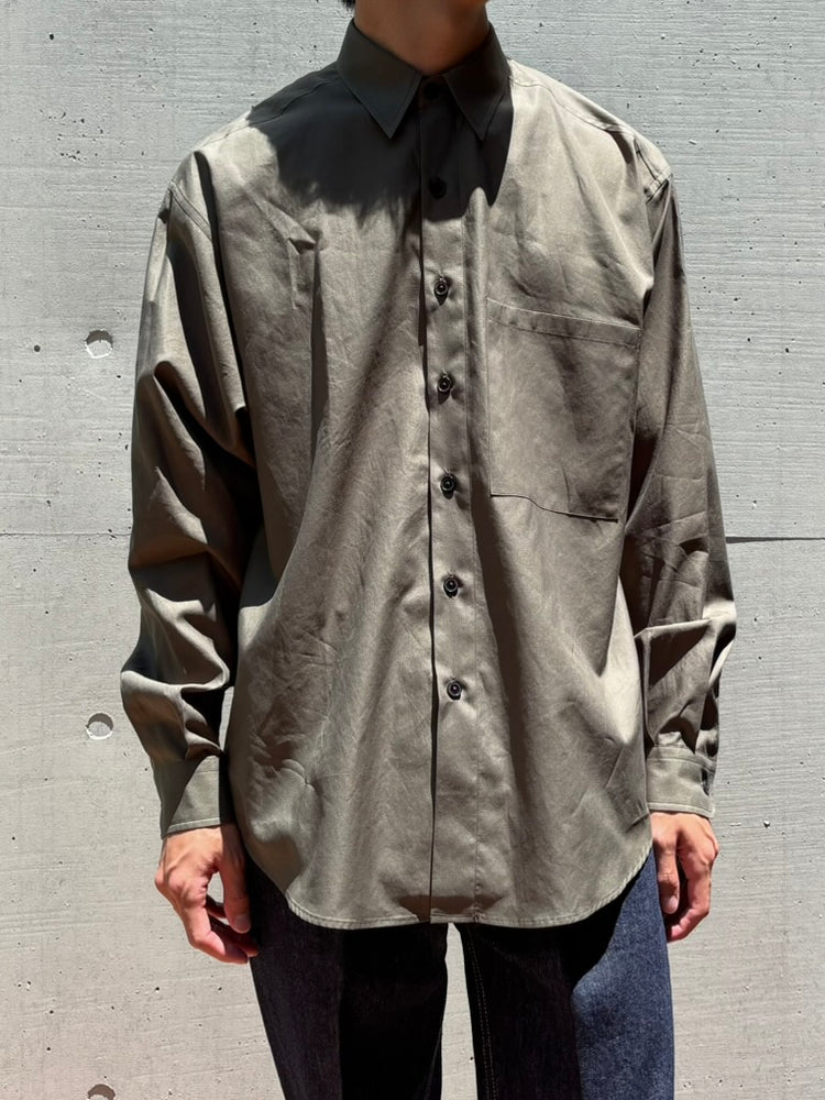 AURALEE / WASHED FINX TWILL BIG SHIRT / DARK OLIVE / A26AS02TN