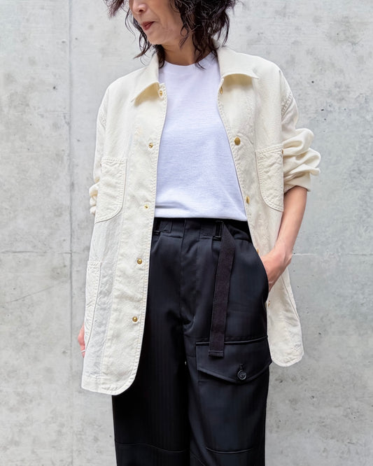 AURALEE / WOOL COTTON LINEN OX WORK JACKET / OFF WHITE / A26SB02DO