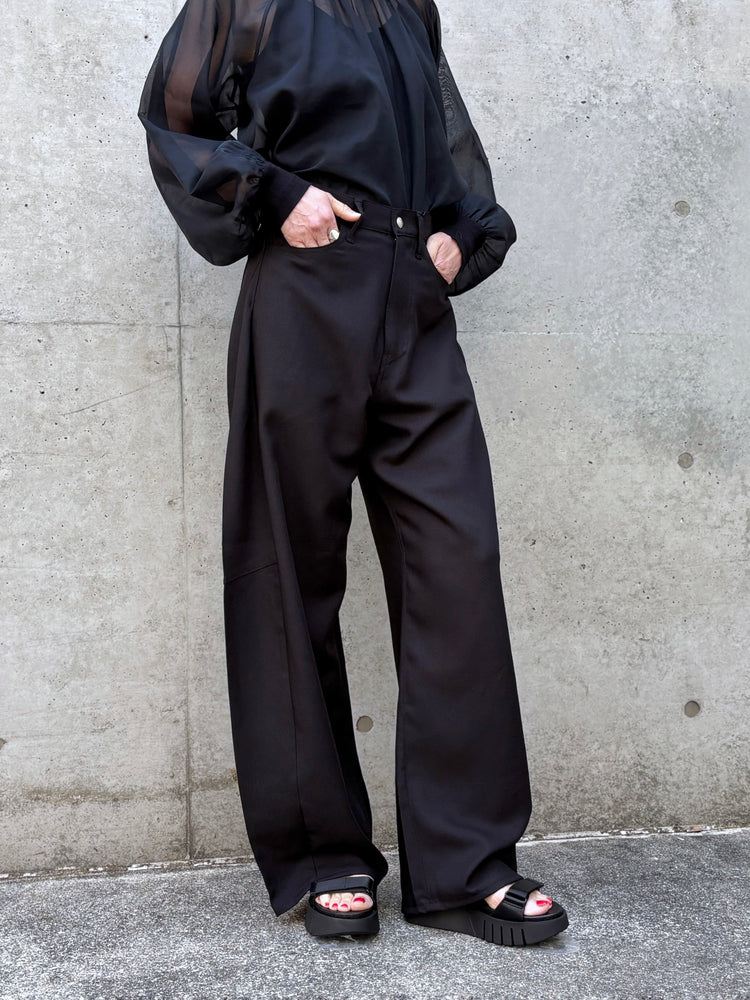 HYKE / OXFORD BARREL LEG JEANS / BLACK / 13387