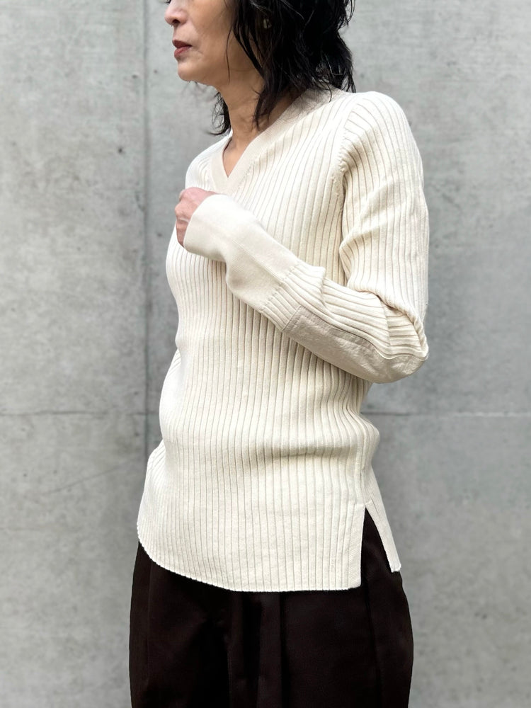 THE SHINZONE / MILITARY RIB KNIT PULLOVER / ECRU / 26SMSNI03