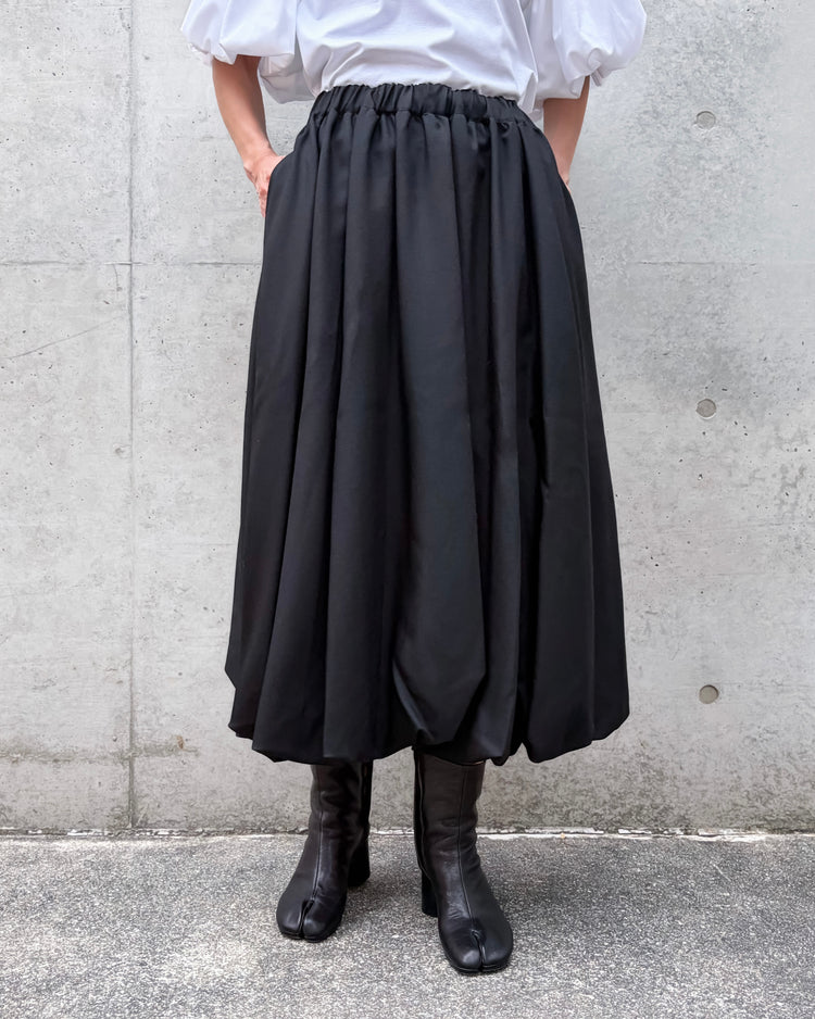 noir kei ninomiya / ウールウエストゴム バルーンスカート / BLACK / 3R-S012