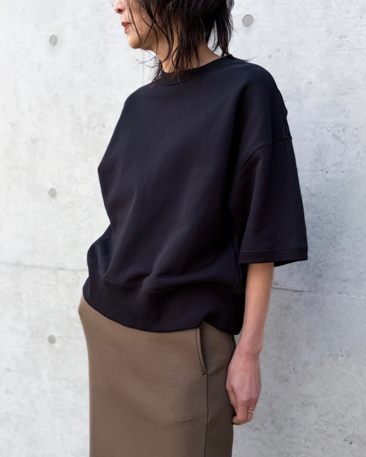 SLOANE / コットン裏毛 半袖ショート丈スウェット / BLACK / SL10S-T1134