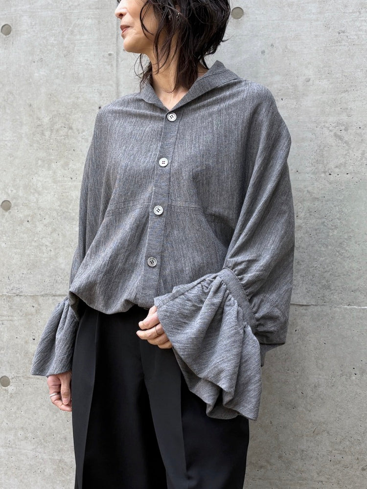 JUNYA WATANABE / アームドレープデザイン ロングカーディガン / TOP GRAY / JQ-N007