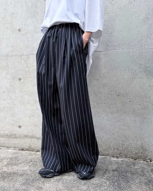 ENFÖLD / RELAX ELASTIC WIDE-TROUSERS / D.NAVY/ 300JS631-1191