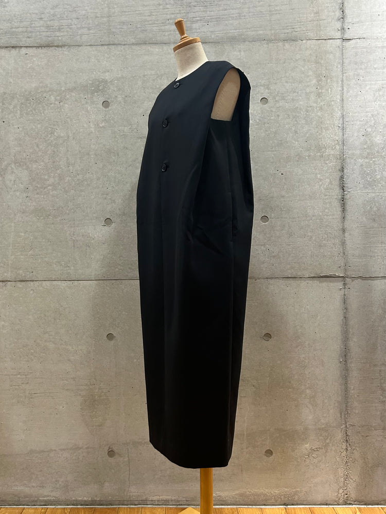 AURALEE / STRUCTURED WOOL DOUBLE CLOTH SLEEVELESS DRESS / TOP BLACK / A26DO1HP