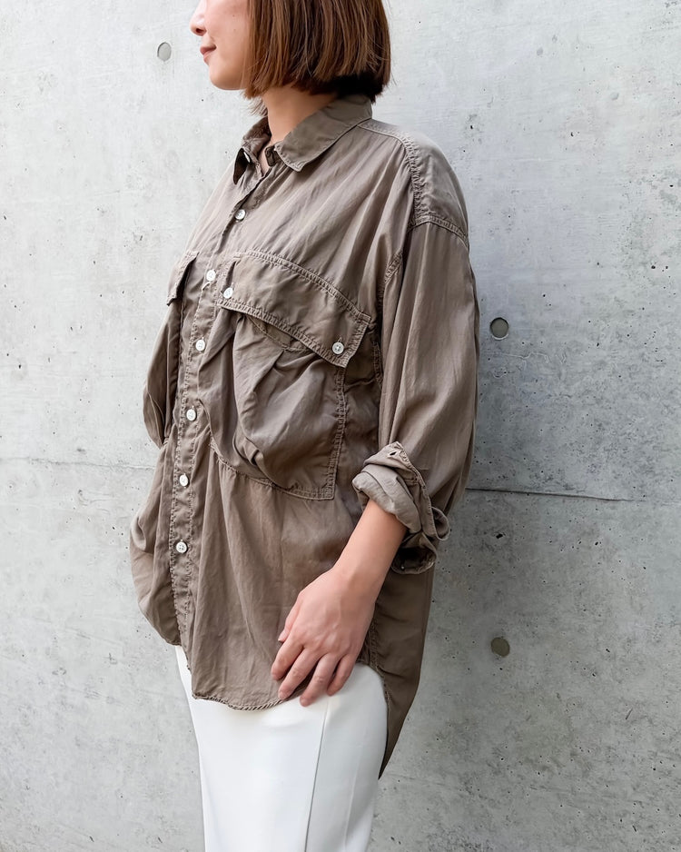 KATHARINE HAMNETT / PARACHUTE LONG TAIL SHIRT / MOCA / TKH-S90