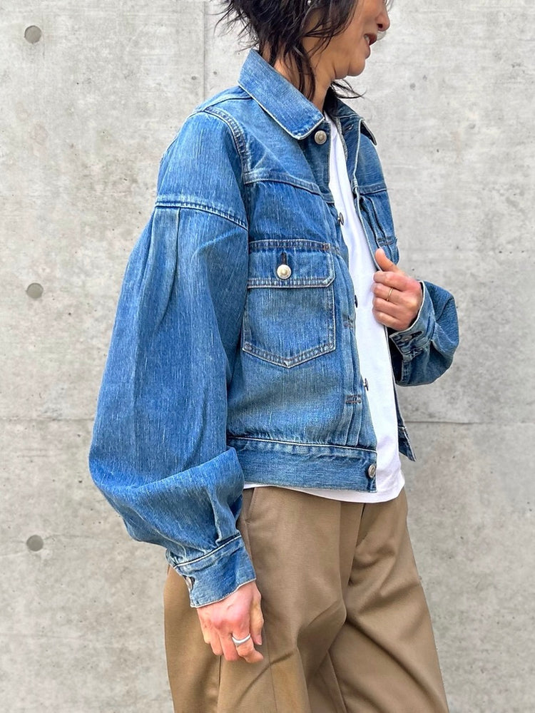 HYKE / BALLOON SLV DENIM JK TYPE2 REGULAR FIT / USED WASH BLUE / 17514