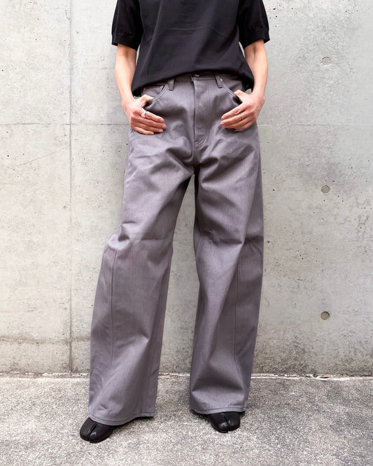 HYKE / BARREL LEG TWILL JEANS / GRAY / 13384