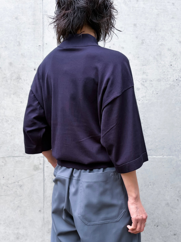 BLAMINK / 18Gハーフスリーブニット / NAVY / 79181000001