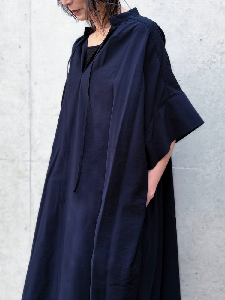 08sircus / Modal silk gather neck dress / navy / S26SS-DR03