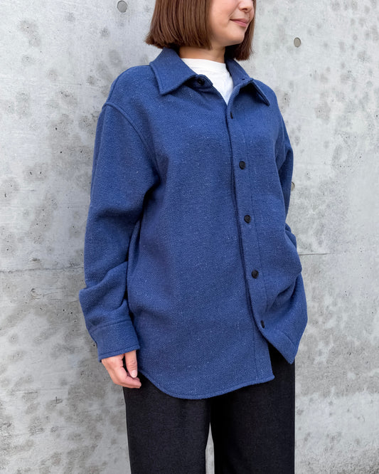 AURALEE / HOMESPUN TWEED SHIRT BLOUSON / DUSTY BLUE / A26AS05HT /