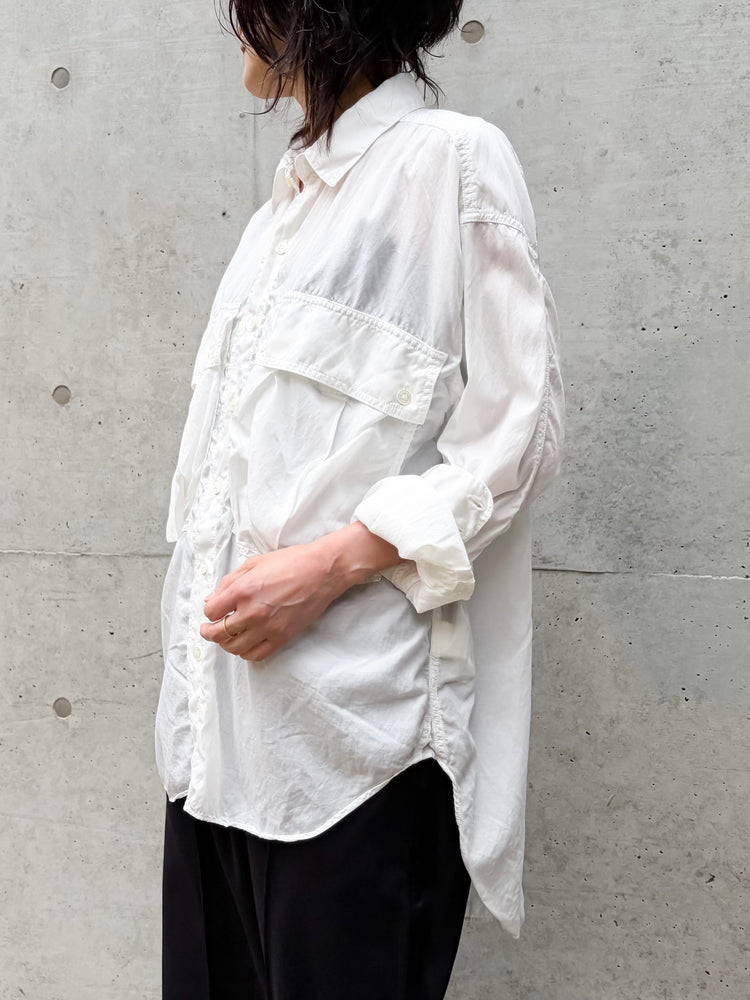 KATHARINE HAMNETT / PARACHUTE LONG TAIL SHIRT / WHITE / TKH-S90