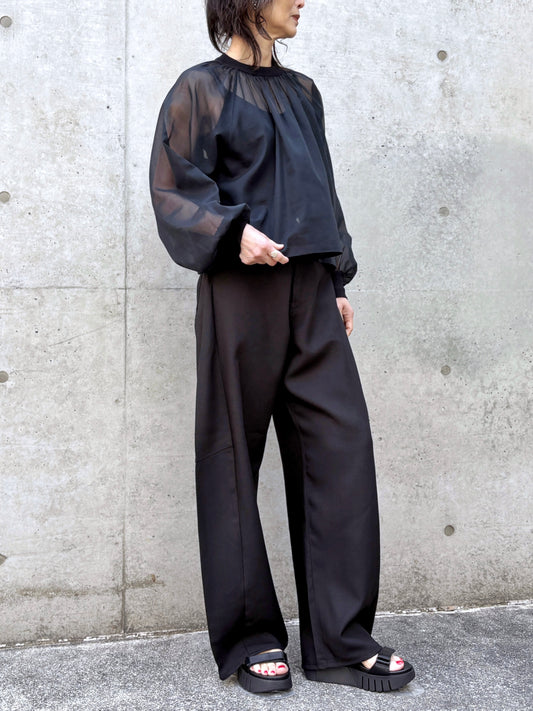 HYKE / OXFORD BARREL LEG JEANS / BLACK / 13387