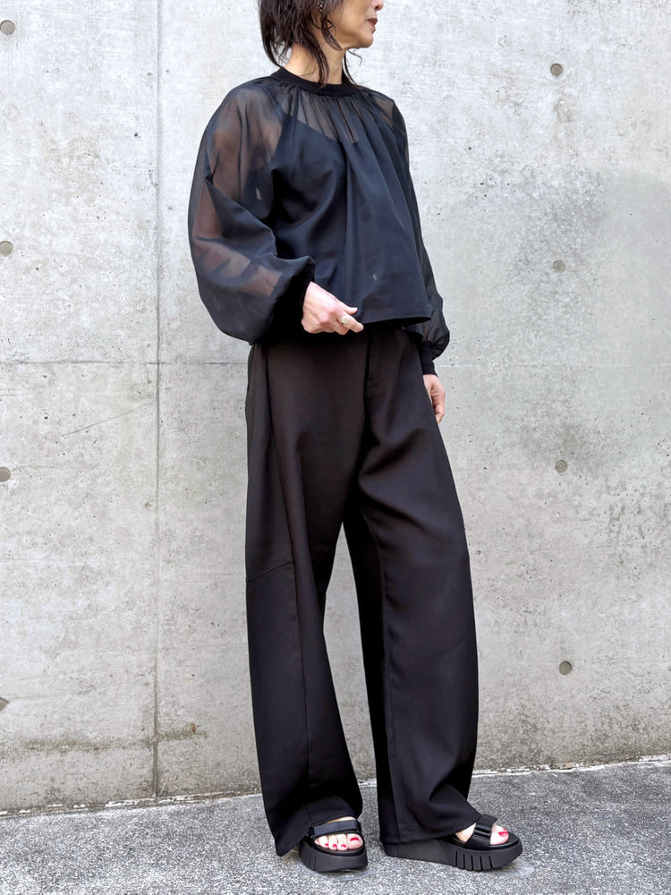 HYKE / OXFORD BARREL LEG JEANS / BLACK / 13387
