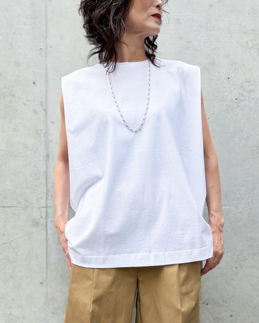ADAWAS / DRY COTTON JERSEY FLARED TANK / WHITE / ADWS-507-38