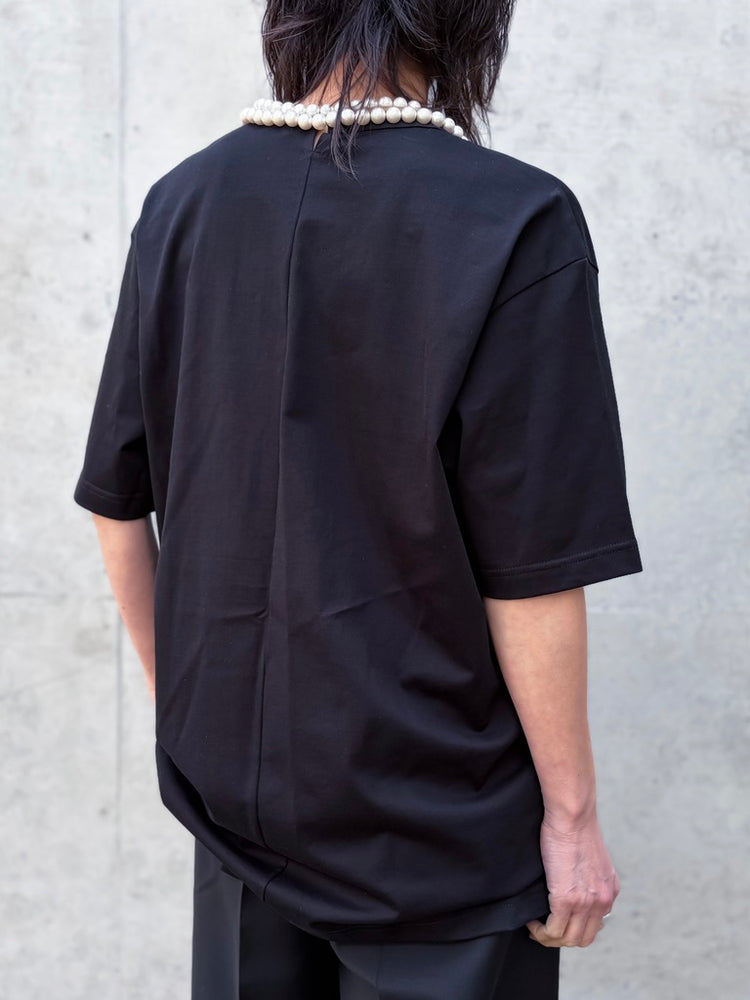 JUNYA WATANABE / パール付き綿天竺S/Sプルオーバー / BLACK / JQ-T009