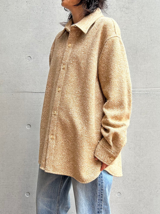 AURALEE / HOMESPUN TWEED SHIRT BLOUSON / CAMEL BEIGE /