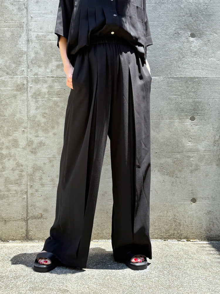 ENFÖLD / BOX PLEATS WIDE-PANTS / BLACK / 300JA431-0571