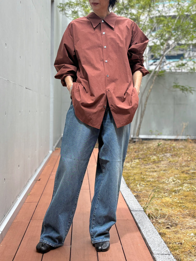 SOPHIE TALKS ABOUT THE WEATHER / OVER SIZE SHIRT / BROWN / COM-26F-SH03