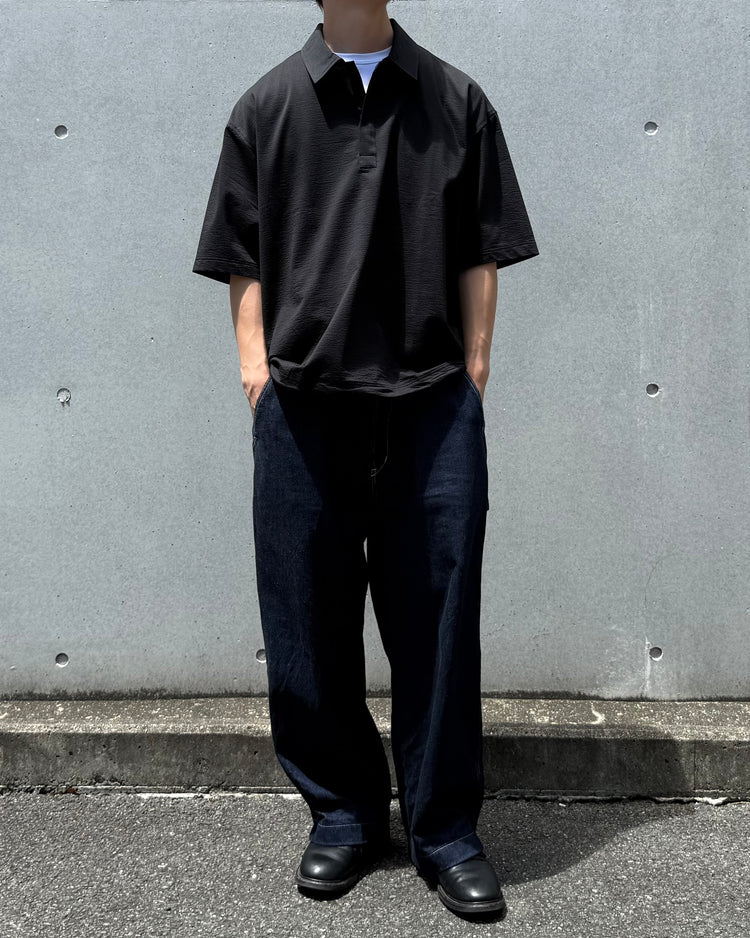 SOPHNET. / STRETCH SUCKER S/S POLO SHIRT / BLACK / SPNT-262082