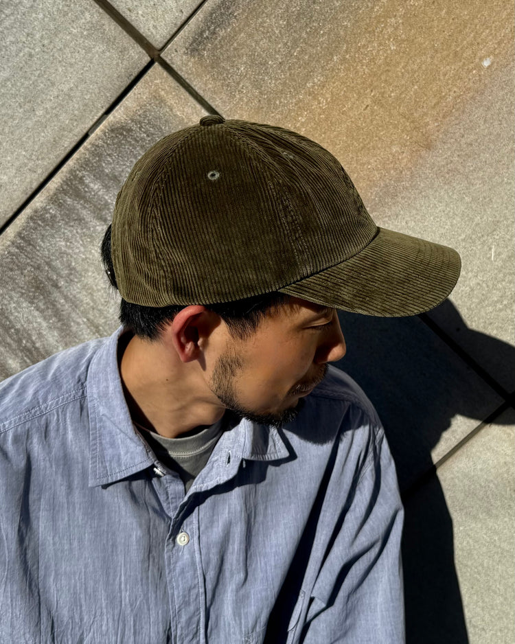KIJIMA TAKAYUKI / CORDUROY SULFER DYED 6 PANEL CAP / OLIVE GREEN / MYY262816
