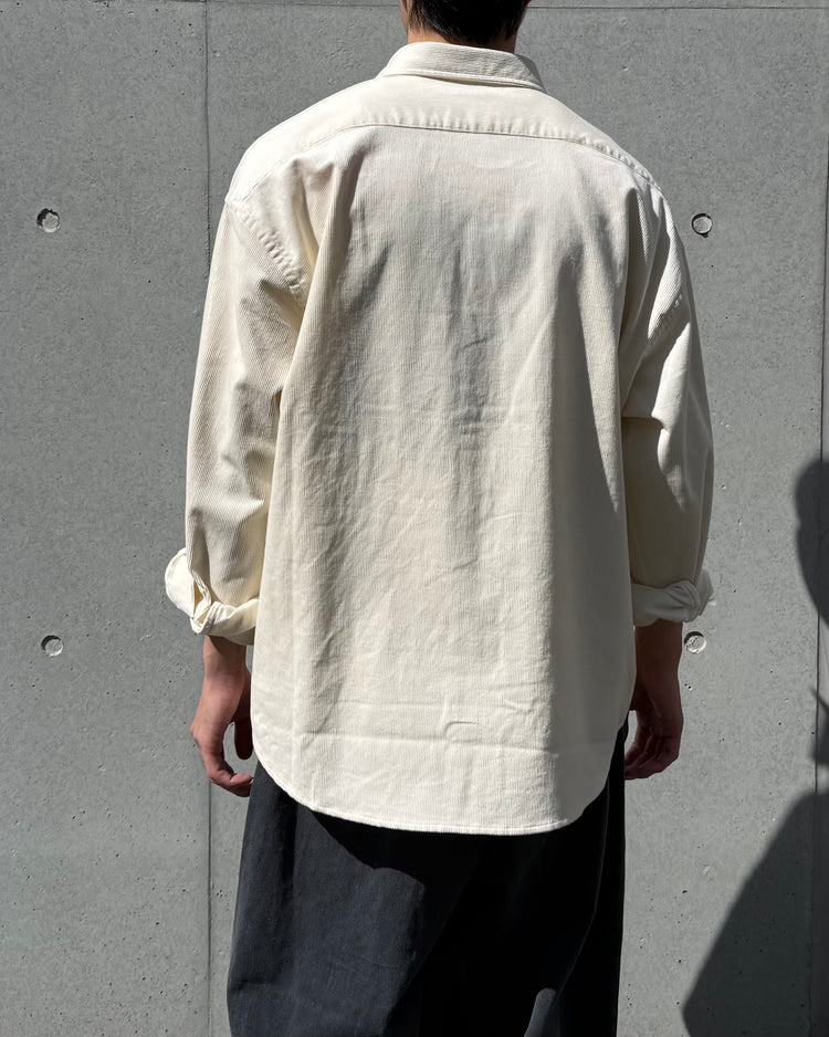 PORTER CLASSIC / ROLL UP ORGANIC CORDUROY SHIRT (14WALE) / WHITE