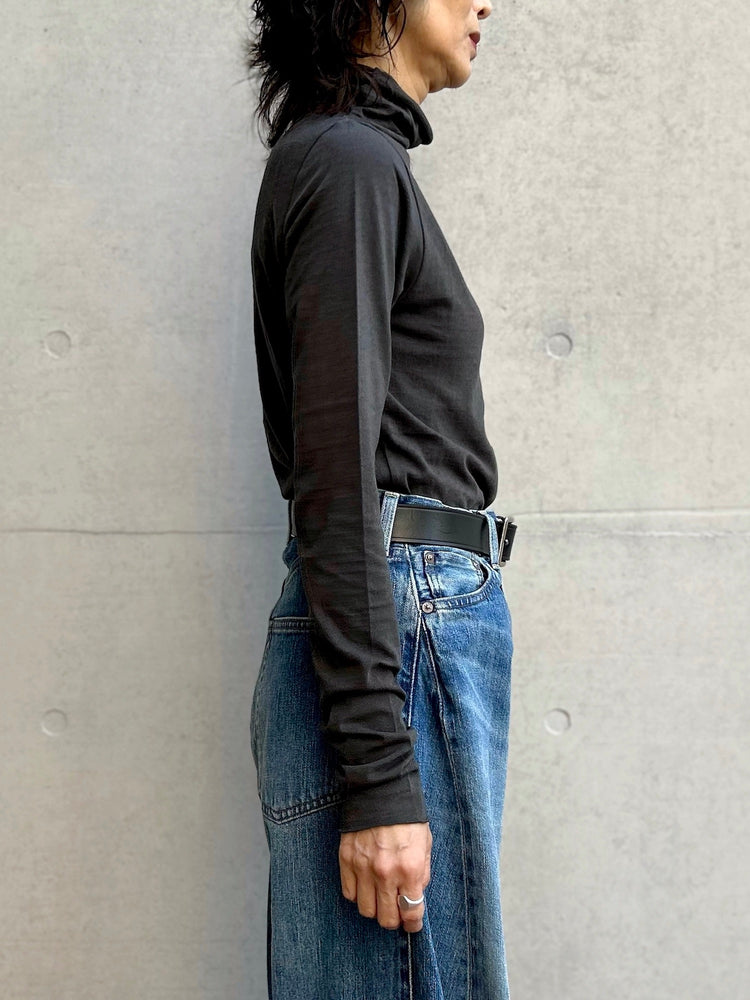 WALANCE / cotton cashmere high neck T / BLACK / 3253-020