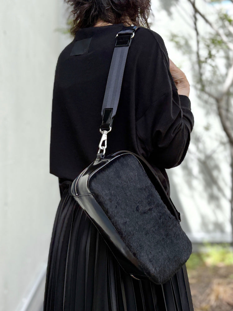 JUNYA WATANABE / ステアガラス×ヘアハイド ショルダー付き2wayバッグ / BLACK / JP-K205-051
