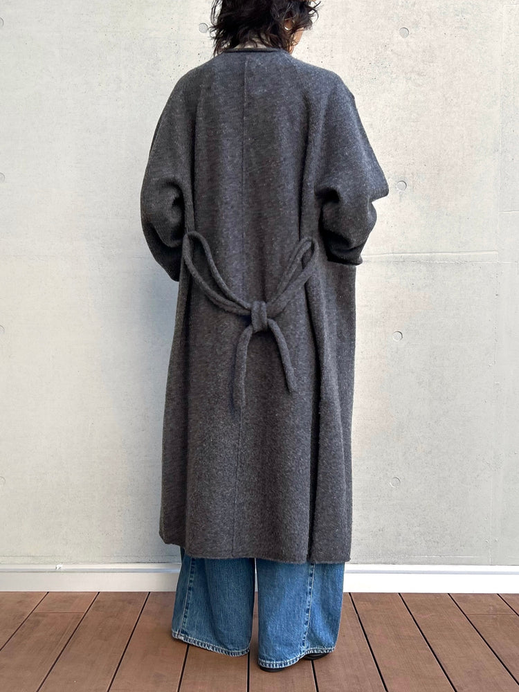 WALANCE / boiled wool long cardigan / CHARCOAL / 3253-005