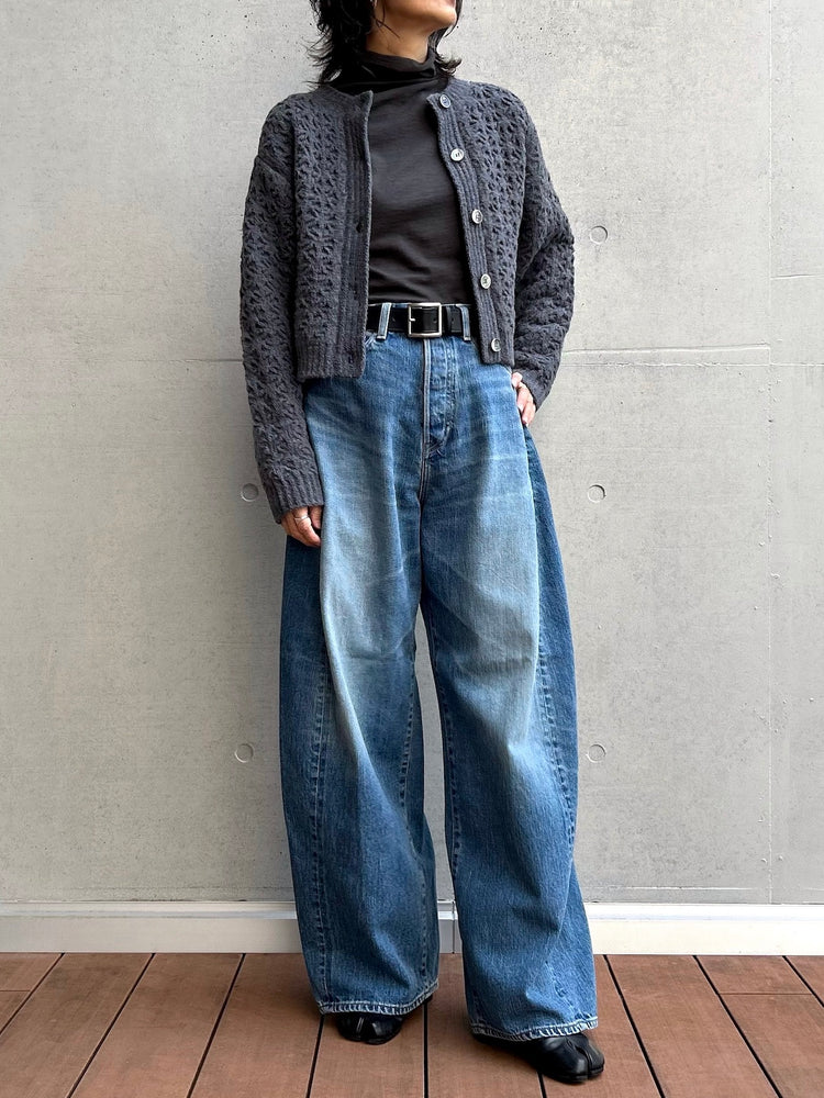 WALANCE / crochet double knit cardigan / CHARCOAL / 3253-015