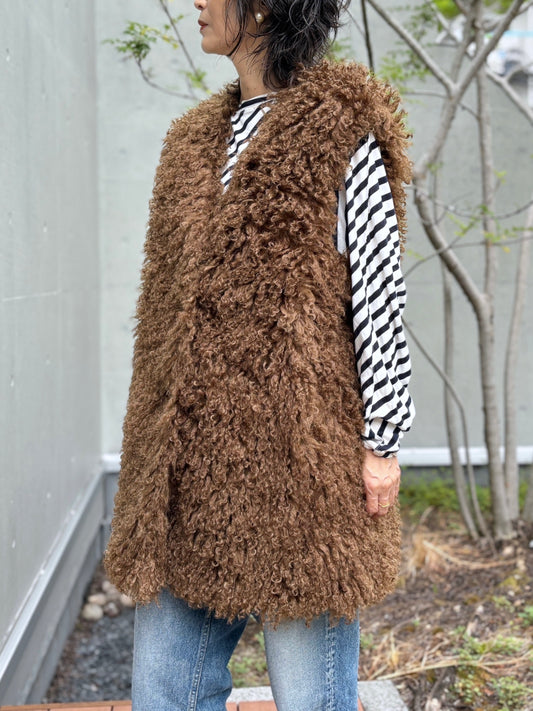 CINOH / クリンプドボアベスト / BROWN /