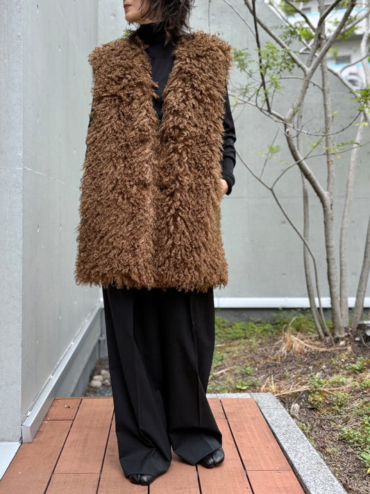 CINOH / クリンプドボアベスト / BROWN /